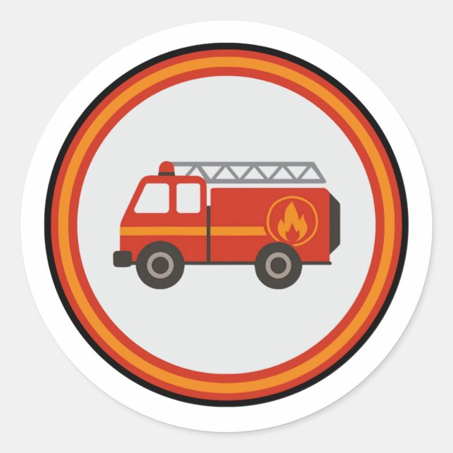 Sticker Rond Camion de pompiers  (Devant)