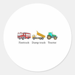 Sticker Rond Camion de pompiers Camion à benne Tracteur Subtil