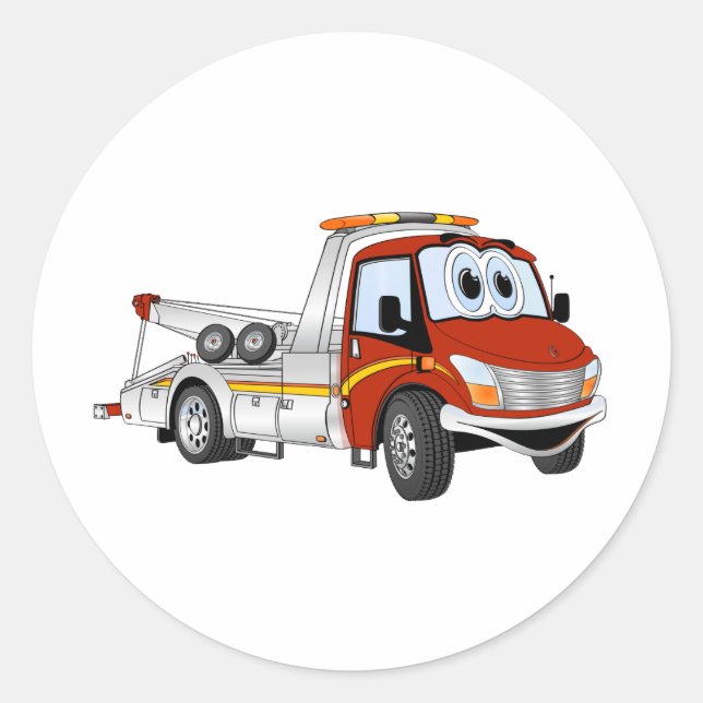 Sticker Rond Camion de remorque en argent rouge (Devant)