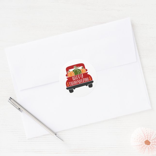 Sticker Rond Camion de Thanksgiving (Enveloppe)