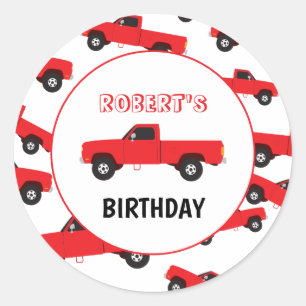 Sticker Rond Camion de transport Camion de ramassage rouge Cami
