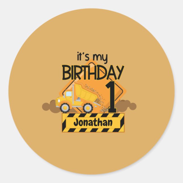 Sticker Rond Camion de vidange d'anniversaire (Devant)