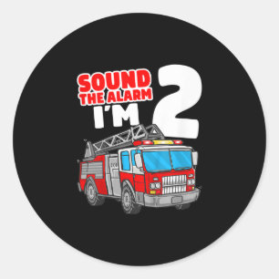 Sticker Rond Camion d'incendie 2 ans pompier 2e anniversaire