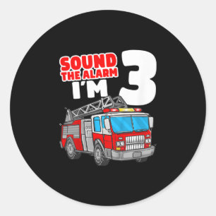 Sticker Rond Camion d'incendie 3 ans pompier 3e anniversaire