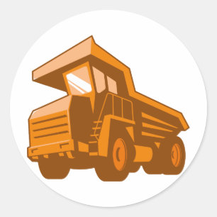 Sticker Rond camion minier style rétro