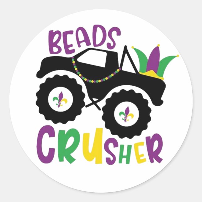 Sticker Rond Camion Monster Pour Garçons (Devant)