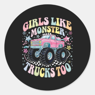 Sticker Rond Camion Monster super Filles Anniversaires Comme Mo