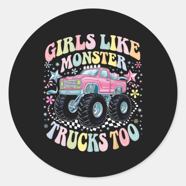 Sticker Rond Camion Monster super Filles Anniversaires Comme Mo (Devant)