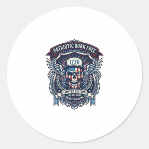 Sticker Rond Camion Monstre Crâne Tout-Terrain Patriotique 1776