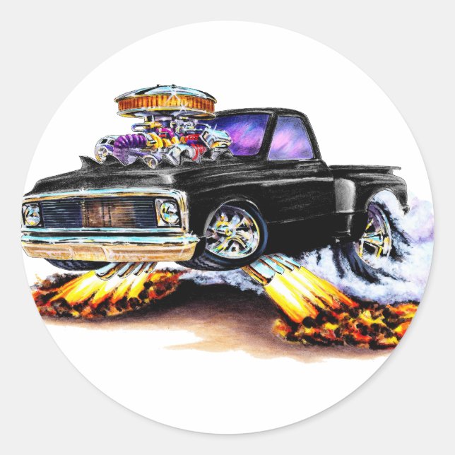 Sticker Rond Camion noir Chevy C10 1970-72 (Devant)