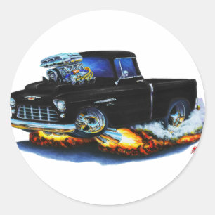 Sticker Rond Camion noir de ramassage Chevy 1955