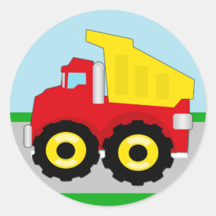 Sticker Rond Camion-poubelle de construction pour enfants