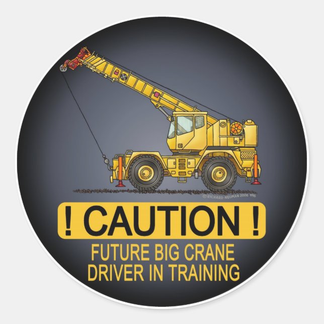 Sticker Rond Camion pour enfants pour conducteur de grande grue (Devant)