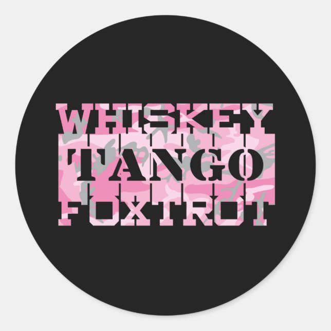 Sticker Rond Camion rose Foxtrot Tango Whiskey Militaire (Devant)
