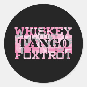Sticker Rond Camion rose Foxtrot Tango Whiskey Militaire