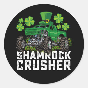 Sticker Rond Camion shamrock Croisher Jour de la Saint Patrick 
