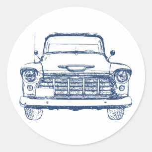 Sticker Rond Camion Vintage bleu