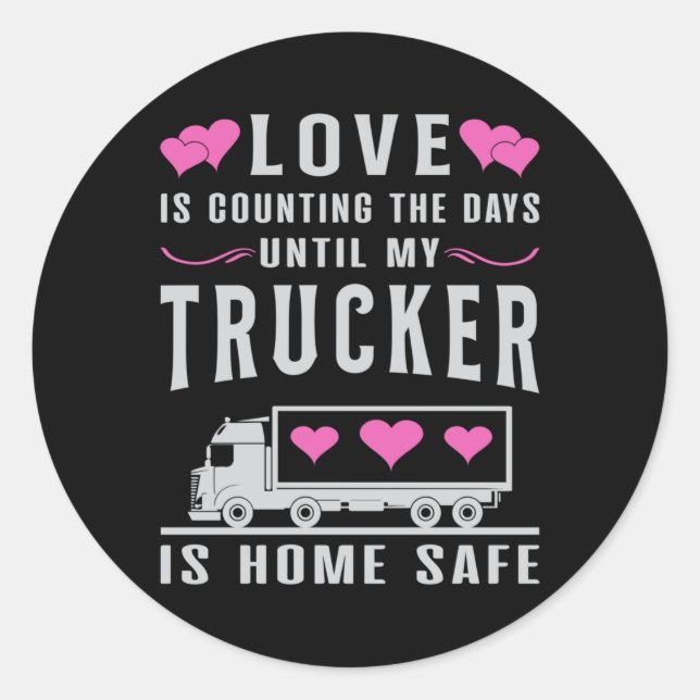 Sticker Rond Camionnette Femme Camionnette Femme Amour Camion D (Devant)