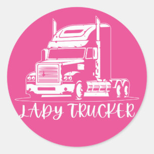 Sticker Rond Camionneur Lady Camionneur Lady camionneuse femmes