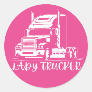 Sticker Rond Camionneur Lady Camionneur Lady camionneuse femmes