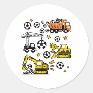 Sticker Rond Camions de construction de football Amateur de jou