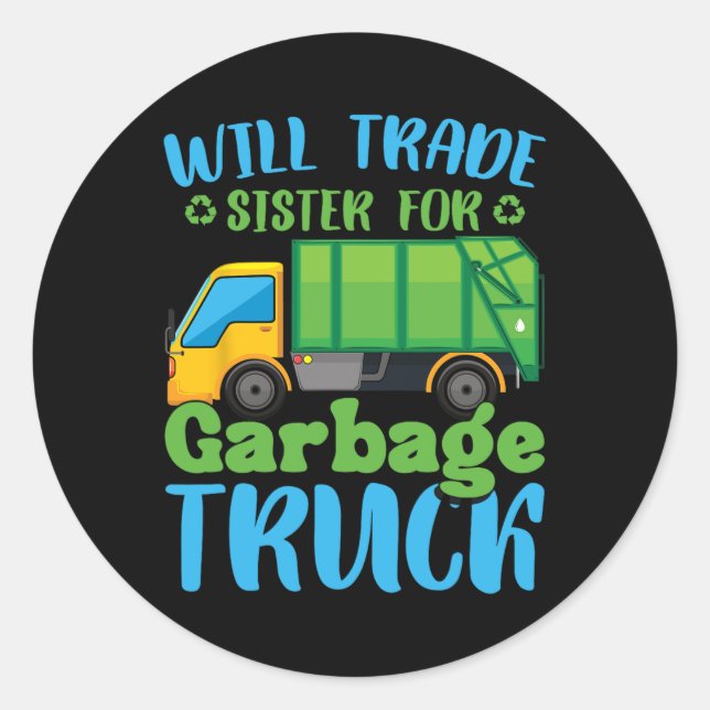 Sticker Rond Camions de Jour des terres de recyclage Toddler Ga (Devant)