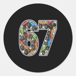 Sticker Rond Camions monstres 67 Mème Conception drôle pour gar