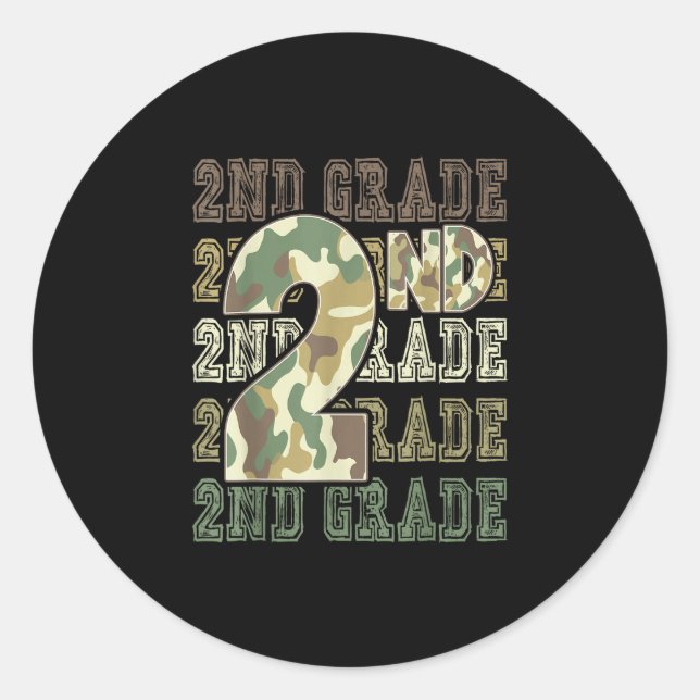 Sticker Rond Camo 2e année escouade premier jour d'école garçon (Devant)
