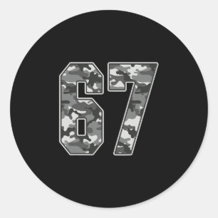 Sticker Rond Camo #67 Maillot Numéro 67 Uniforme Favori des Fan