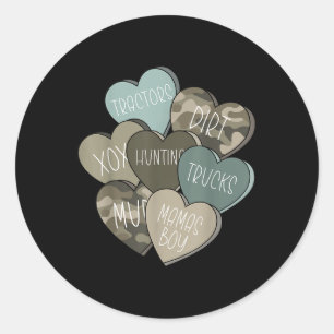 Sticker Rond Camo Candy Heart Valentine Chasse Pour Enfants Gar