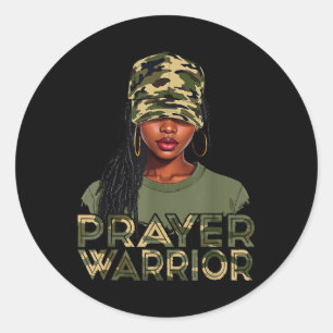 Sticker Rond Camo Casquette Prière Guerrier Dieu Jésus chrétien