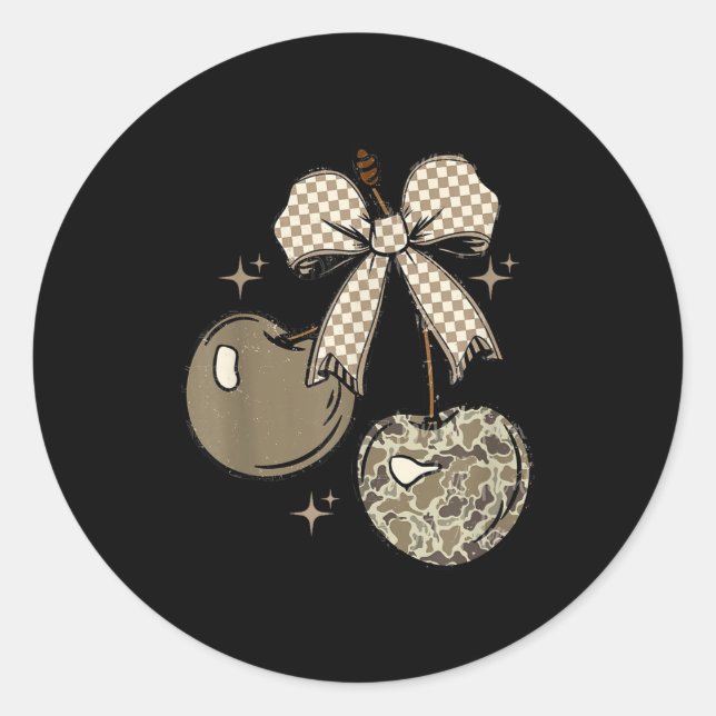 Sticker Rond Camo Checkered Cherry Bow, Hunting,checkered Patte (Devant)