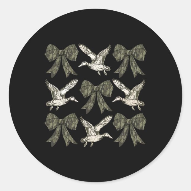 Sticker Rond Camo Coquette Bow Chasse au canard Chasse au canar (Devant)