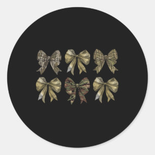 Sticker Rond Camo Coquette Bow Chasse au canard filles garçons