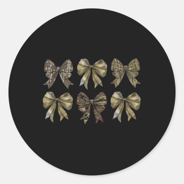 Sticker Rond Camo Coquette Bow Chasse au canard filles garçons (Devant)