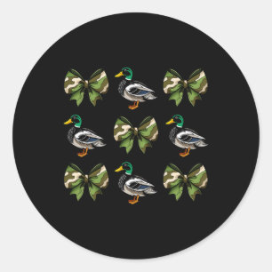 Sticker Rond Camo Coquette Bow Duck Hunt Mallard Duck Hunt W
