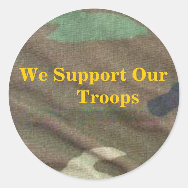 Sticker Rond Camo de l'armée, nous soutenons nos troupes (Devant)