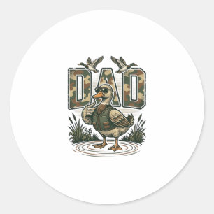 Sticker Rond Camo Duck Papa Design de T-Shirt avec Gravure Vint