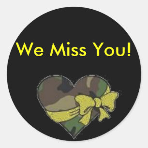 Sticker Rond Camo heart, We Miss You !