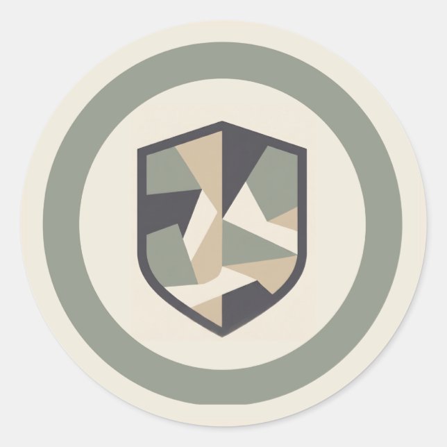 Sticker Rond Camo Militaire Géométrique Moderne Fête  (Devant)