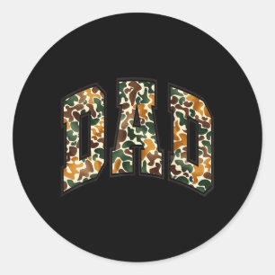 Sticker Rond Camo Rétro Université Papa Chasse aux Canards Camo