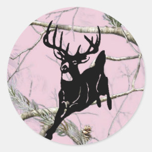 Sticker Rond Camo Rose Courir Buck