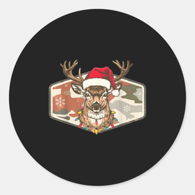 Sticker Rond Camo Southern Local Boy Christmas Deer Hunting Xma (Devant)