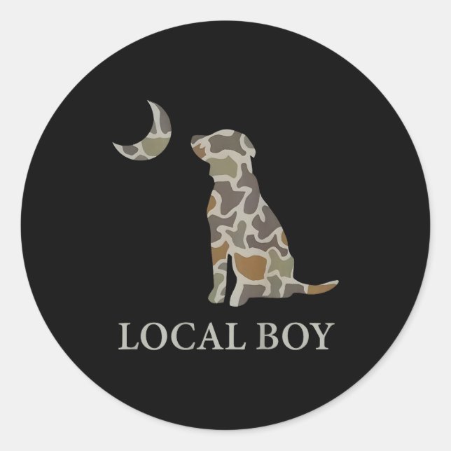 Sticker Rond Camo Southern Local Boy Duck Hunting Black Lab Out (Devant)