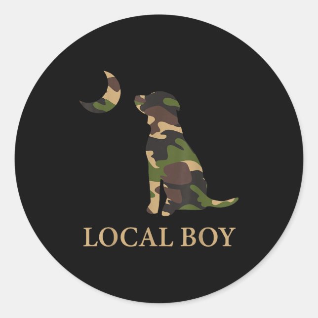 Sticker Rond Camo Southern Local Boy Duck Hunting Black Lab Out (Devant)