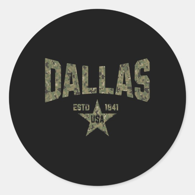 Sticker Rond Camo Souvenir Usa Star Dallas Texas  (Devant)