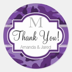 Sticker Rond Camo violet violet, Mariage de camouflage