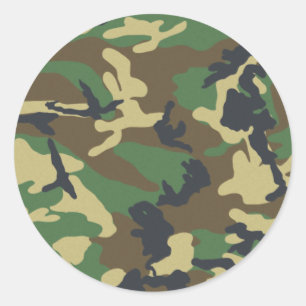 Sticker Rond Camo Woodland