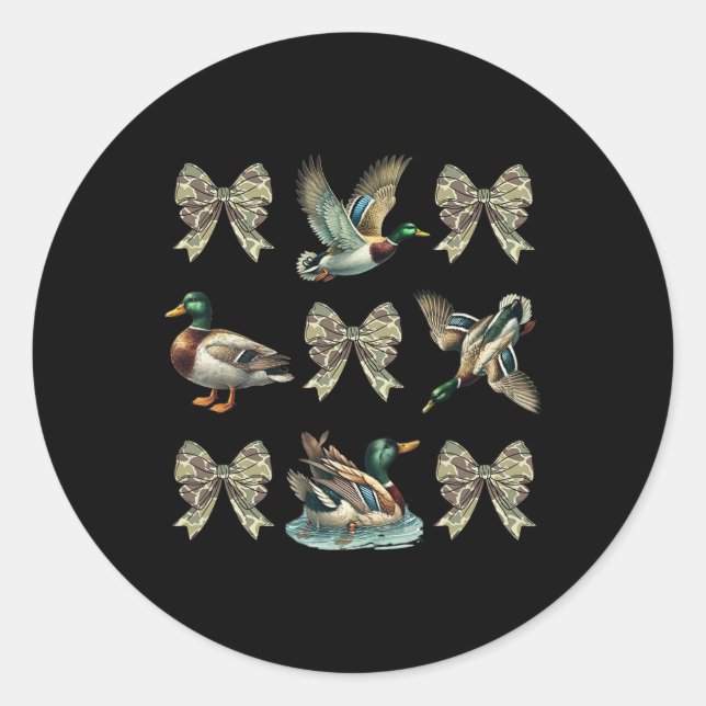 Sticker Rond Camouflage Camo Camo Bow Chasse au canard de Malla (Devant)