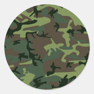 Sticker Rond Camouflage Camo Green Brown Pattern